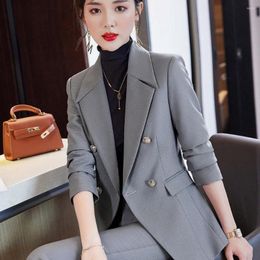 Women's Two Piece Pants 2022 Autumn Winter Formal Ladies White Blazer Women Business Suits With Sets Work Wear Office Uniform 5XL Size