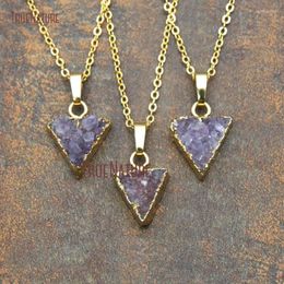 Pendant Necklaces Design Tiny Triangle Single Bail Charm Druzy Crystal Stone Necklace Gold Chains Drusy Jewellery In 18 Inch NM11421