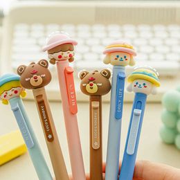 1pcs Little Cutie Gel Pen Cute Cartoon Bear Rabbit Girl 0.5mm Ballpoint Black Color Ink for Writing Office School A7260