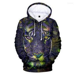 Men's Hoodies Men Streetwear Casual Tiger Print Pullover Vintage Loose Hip Hop Long Sleeve Hooded Sweatshirt