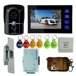 Video Door Phones Home Security Safety 7 Inch Phone Doorbell Intercom System IR Camera Monitor Electric Strike Lock RFID Keyfobs