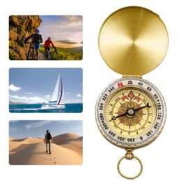 Party Favour gift Portable brass compass with flip cover north compass outdoor travel metal luminous pocket watch type DH662