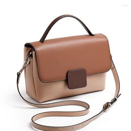 Evening Bags 2022 Fashion Contrast Colour Women Shoulder Messenger Bag Genuine Cow Leather Handbags Modern Ladies Casual Tote Crossbody