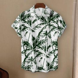 Men's Casual Shirts Summer Tops Cool Breathable Youthful Plant Pattern Hawaii Men Shirt Daily Clothes Beach
