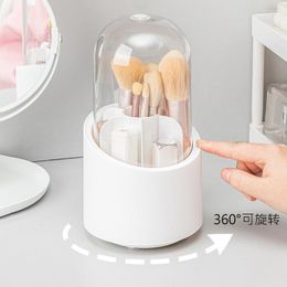 Storage Boxes Makeup Brush Barrel 360° Rotating Dust-proof Eye Shadow Barrels Dressing Table Rack Desktop Pen Holder Seven Grids