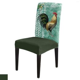 Chair Covers Animal Rooster Retro Green Dining Cover 4/6/8PCS Spandex Elastic Slipcover Case For Wedding Home Room