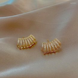 Stud Earrings Fashion Jewellery Design Multi-Layer Micro-Inlaid Zircon Claw Shape Exquisite For Women Wedding Party