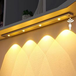 2022 USB LED Night Light Motion Sensor Wireless Ultra Thin LEDs Wine cooler Lights For Kitchen Cabinet Bedroom Wardrobe Indoor Lighting