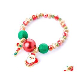 Id Identification Fashion Christmas Bracelet Woman Personality Santa Claus Small Bell Sweet Circle Bead Hand Decorate Drop Delivery Dhw3I