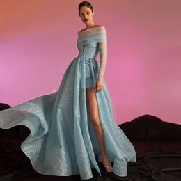 Glitter Short Homecoming Dresses with Overskirt Off the Shoulder Graduation Party Gown Diamond Belt Sheath Vestidos de Festa