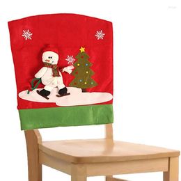 Chair Covers Christmas Back Dining Room Seat 1 Piece Elk Santa Claus Snowman Slipcover For Kitchen