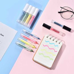 4pcs Mini Lipstick Highlighter Pens Set Portable Fluorescent Colour Marker Spot Liner Office School A6356