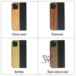 2023 Luxury Wooden Custom Carved Waterproof Leather Flip Phone Cases Shockproof For iPhone 8 Plus 11 12 13 14 Pro Xs Max Mobile Cover