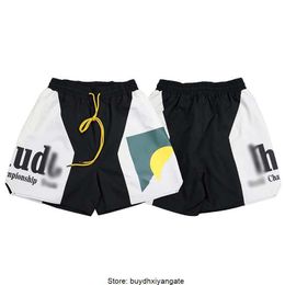 Spring Summer Fashion Brand RHUDE Men's Shorts Sunset Theme Colorful Contrast Elastic Sports Casual Short For Men And Women High Street Beach Pants Top Quality