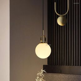 Pendant Lamps Nordic LED Lighting Light Fixtures Restaurant Creative Lights The Bar Gold/Glass Suspension Luminaire Loft Hanging Lamp