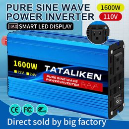 Pure Sine Wave Inverter Car Power Tranfermer DC12V/24V to AC 110V 60HZ 4500W Voltage Portable Converter with LED Display