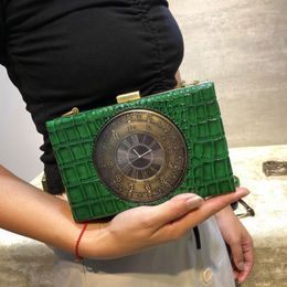 Evening Bags Fashion Mini Pu Leather Women Messenger High Quality Ladies Shoulder Box Bag Real Clock Female Crossbody For