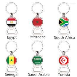 Keychains Egypt Morocco South Africa Senegal Saudi Arabia Tunisia Flag Key Chain Multi-function Keychain Metal Beer Opener Accessories