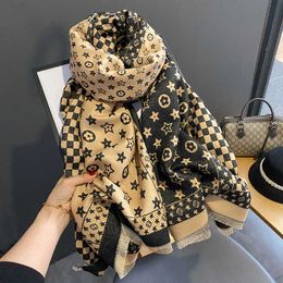 Scarves Hat Glove Set Scarf Digner 2022 Cashmere Warm Winter Shawl Women's Luxury Tassel Pashmina Thick Blanket Bufanda