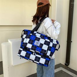 Outdoor Bags Abay Casual Shoulder Bag Woman Dry And Wet Separation Plaid Oxford Cloth Independent Gym For Women Sport Travel Duffel