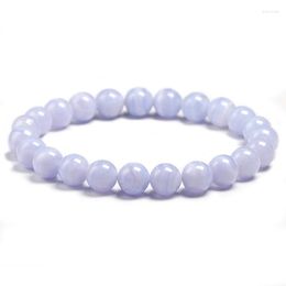 Strand 5A Natural 8mm Blue Agate Stone Beads Yoga Power Bracelet Bangle For Diy Jewellery Women And Men Giving Present Amulet Accessories