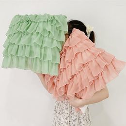 Pillow Chiffon Cake Skirt Cover Hand Pleated 45x45cm Home Decoration Geometric Sofa PillowCase Sham