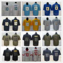 Men Football 10 Justin Herbert Jersey 13 Keenan Allen Team Navy Blue Purple White Yellow Grey All Stitched Olive Salute To Service Vapour Colour Rush For Sport Fans