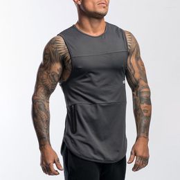 Men's Tank Tops Summer Slim Men's Vest Wide Shoulder Round Neck Sleeveless Top Jogger Gym Running Exercise Sportswear