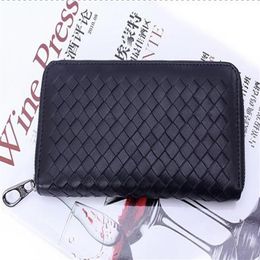 Whole Fashion Men's walletl Sheepskin Leather Nappa Zip Around Wallet Hand Bag First Class Genuine Leather Long Wallet Go257A