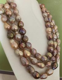 Chains Gorgeous 12-13mm South Sea Multicolor Pearl Necklace 48inch 925s