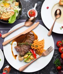 Dinnerware Sets 20Pcs Gold Cutlery Set Kitchen Fork Spoon Knife Stainless Steel Western Tableware El Supplies Steak