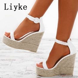 Women Liyke Sandals Rope Fashion Wedges Summer Str Weave Thick Bottom Platform High Heels Open Toe Buckle Strap Shoes Casual T221209 31 ap
