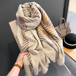 Scarves Hat Glove Set Scarf Thick Winter Warm Women's Luxury 2022 Alphabet Printed Cashmere Shawl Wrapped with Bueda Women Pashmina Blanket