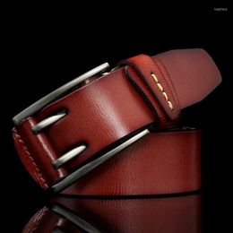 Belts Fashion British Style Double Pin Buckle High Quality Genuine Leather Belt For Men Casual Jeans Waistbands Strap