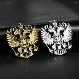 Brooches Ethnic Russian Double-headed Eagle National Emblem Metal Pins Badge Brooch Corsage Suit Lapel Pin Woman Accessory Gift