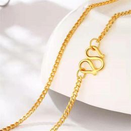 Chains Pure 999 24K Yellow Gold Chain Women Curb Link Necklace 2.5-2.8g 16inch L