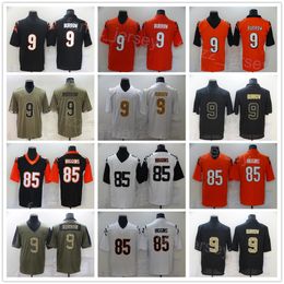 Men Football 85 Tee Higgins Jersey 9 Joe Burrow Olive Salute To Service USMC Leopard Grain All Stitched Black Orange White Army Green For Sport Fans Vapour Colour Rush