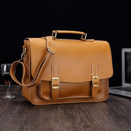 Men's Genuine Cowhide Leather Handbag Briefcases Laptop Crossbody Shoulder Bag Luxury Satchel Messenger Business Bags For Men220a