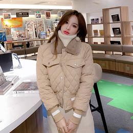 QNPQYX Winter Winter All-Match Short Parkas Jackets Women Fashion Plush Collar Down Cotton Cotton Female Korean Chic Slave Longa Parka