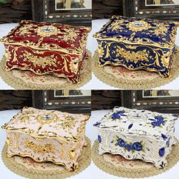 Jewellery Pouches Vintage Metal Decorative Organiser Box Two Layer Rectangular Ornate Treasure Chest Keepsake Gift Case For Women Girl