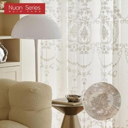 Curtain White Luxury Embroidery Screen Sheer Curtains For Living Room Bedroom Windows European Tulle Voile Door Drapes