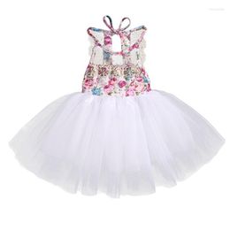 Girl Dresses Baby Kids Girls Party Tulle Tutu Lace Sleeveless Floral Flower Dress Backless Sundress 0-3T Clothes White