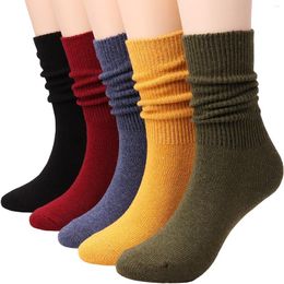 Women Socks Cotton Casual Loose Winter Autumn Tube Sock Stacked Lazy Candy Colour Breathable Comfortable Long