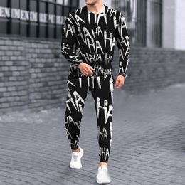 Men's Tracksuits Men's 2 Piece Set Spring Autumn Sports Suit T-shirt Pant Sweatsuit Male Fashion Clothing Oversized Sportswear