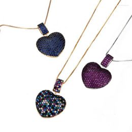 Pendant Necklaces Gorgeous Full Zircon Heart For Women Female Silver Color Clavicle Chains Romantic Love Necklace Jewelry