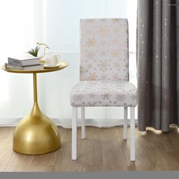 Chair Covers Snowflake Dining Cover Spandex Stretch Seat Slipcovers Christmas Gold Stamping Banquet Living Room Decor P45