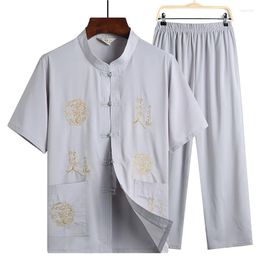 Ethnic Clothing SHENG COCO Chinese Traditional Men Casual Costume Man Taiji Uniform Pankou Cotton Linen Short Sleeve