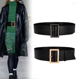 Belts Silver Gold Buckle Waist 120CM Long Waistband Cowskin 6.4CM Wide Genuine Leather Plain Pattern Dress Coat Cinturon Strap