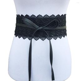 Belts Fashion Women Dress Bowknot Faux Leather Lace Wide Decor Belt Girdle Waist Band