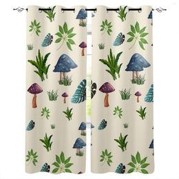 Curtain Mushroom Jungle Leaves Curtains For Bedroom Living Room Luxury European